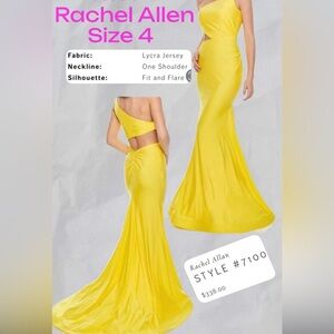 NEW Rachel Allan YELLOW Prom Pageant Gown Dress with Cutouts Size 4 Stunning!